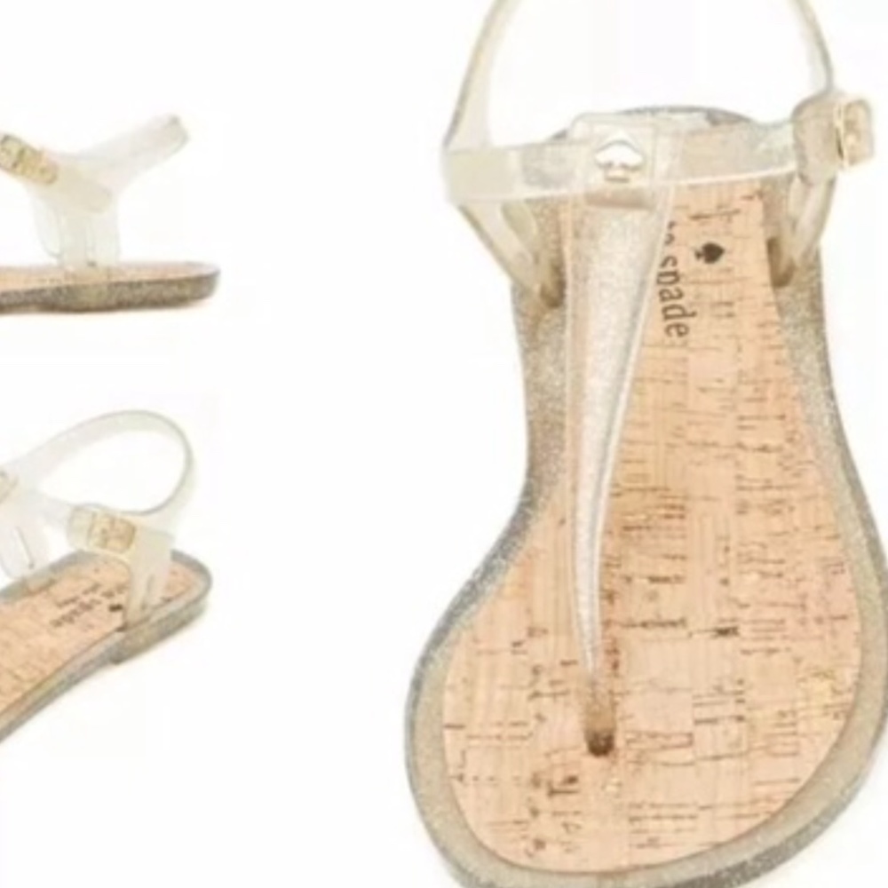Kate Spade Clear/Gold sparkle jelly sandals Size 10 - Picture 1 of 8